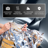 HealthyLine Thermal Foil Emergency Blankets (50 Pack) – Mylar Space Blanket for Heat Retention, Waterproof & Windproof, Lightweight Survival Gear for Outdoors, Camping, First Aid, and Sauna Use HealthyLine
