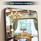 XRAMFY 64"x21" Black Floor Full Length Mirror Standing Full Body Rounded Corner Rectangle Mirrors with Stand Hanging Wall Mounted Leaning Bedroom Living Room Bedroom Cloakroom,Mirror Full Length XRAMFY