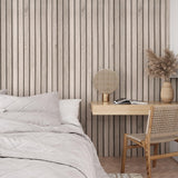 VEELIKE Grey Wooden Slats Peel and Stick Wallpaper Wood Contact Paper for Walls Kitchen Cabinets 15.7''x354'' Waterproof Self Adhesive Slats Wood Panel Vinyl Wallpaper for Bedroom Wall Décor Farmhouse VEELIKE