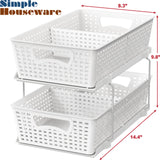 Simple Houseware 2 Tier Bathroom Organizer Tray Pull-Out Sliding Drawer/Under-Sink Storage, White Simple Houseware