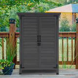 MCombo Outdoor Wood Storage Cabinet, Small Size Garden Wooden Tool Shed with Double Doors, Outside Tools Cabinet for Backyard (24.6”x 18.3”x38.2”) 0985 (Grey) MCombo