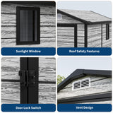 All-Weather Resin Shed with Window, Outdoor Plastic Garden Shed with Lockable Door and Vents, Outdoor Resin Storage Sheds for Tool, Bike, Backyard, Patio Reljofum