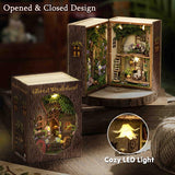 TuKIIE DIY Miniature Dollhouse Kit with Furniture, 1:32 Scale Opened & Closed Mini Cube Wooden Doll House Book Nook Creative Room for Kids Teens Adults(Forest Wonderland) TuKIIE