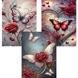 3PCS 5D Diamond Art Kits for Adults Beginners,Flower Butterfly DIY Full Round Drill Diamond Painting Kits, Paint by Diamonds Dots Gem Art Crystal Easy,Home Wall Decor 12X12 Inch Acelii