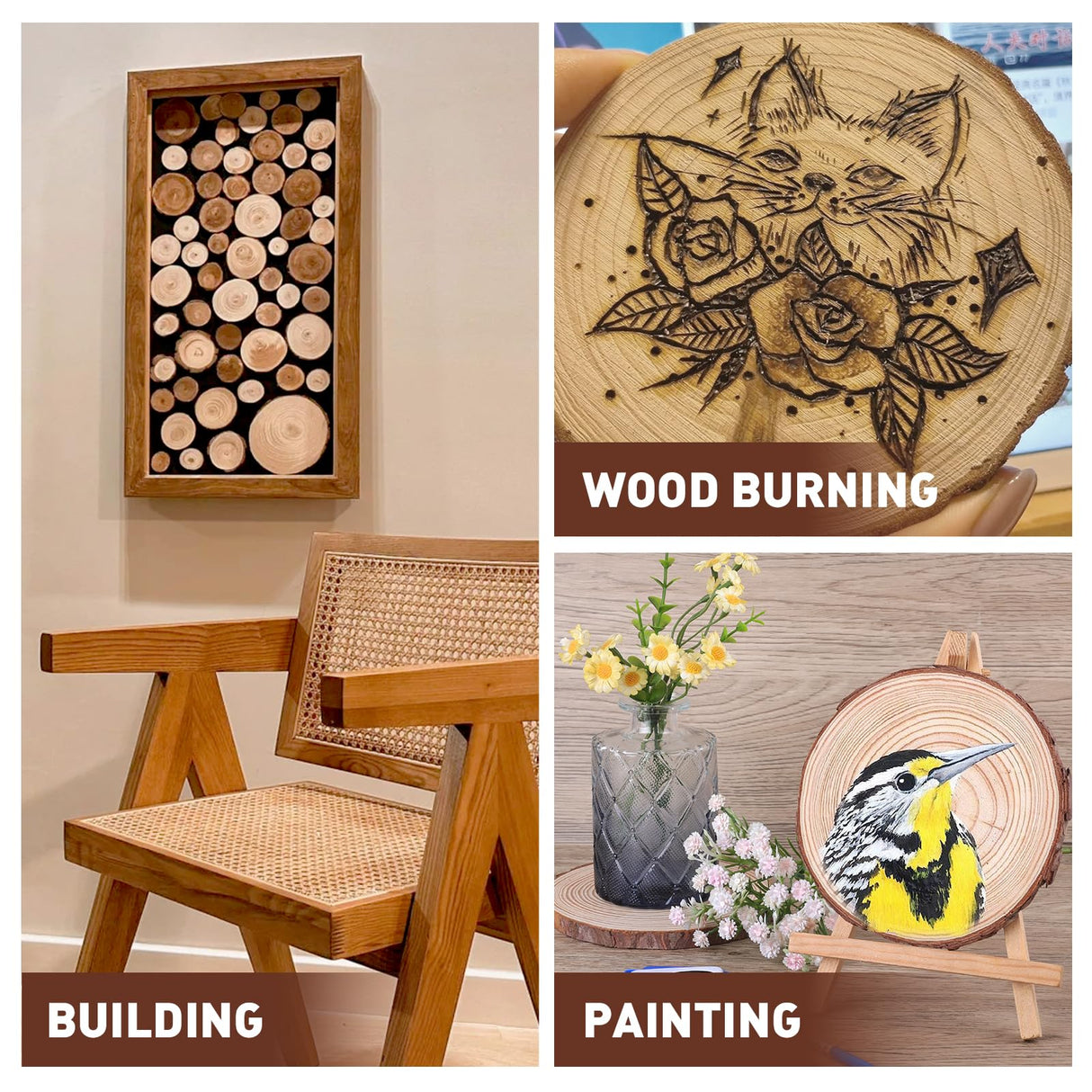 20 Pcs Unfinished Natural Wood Slices for Centerpieces.5.1-5.5 Inch Wood Rounds for Crafts. Wood Circles with Tree Bark for Christmas Ornaments,DIY Crafts,Centerpiece Table Decorations. VKIZA