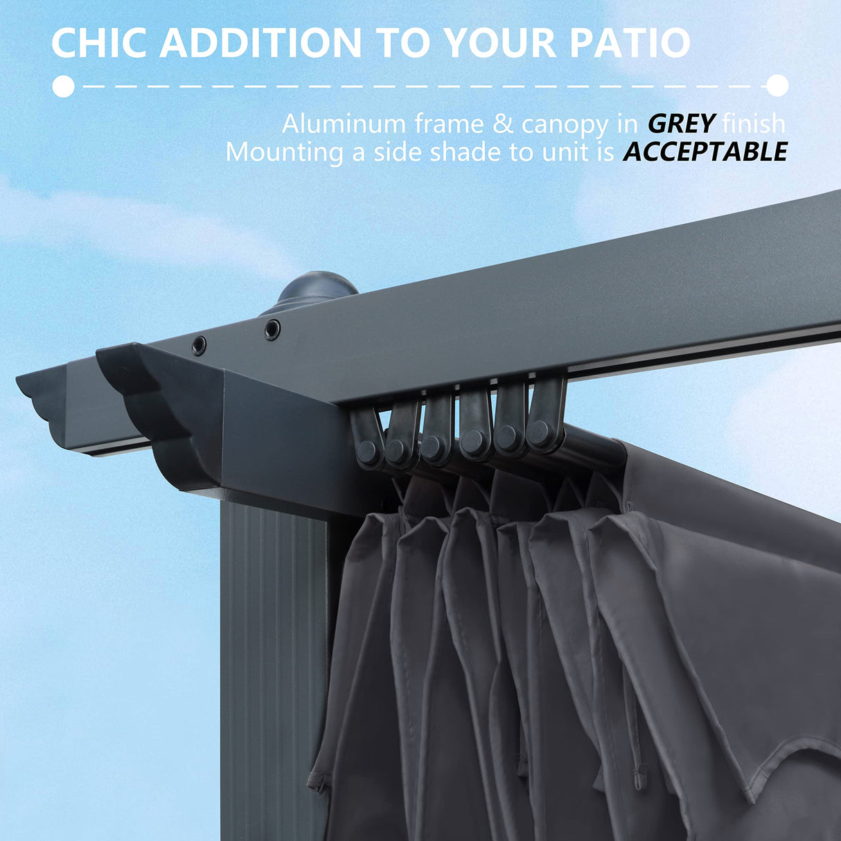 VEIKOU 13x10ft Pergola, Aluminum Pergola w/Thicker Post & Upgraded Retractable Pergola Canopy, Metal Pergolas and Gazebos Heavy-Duty Outdoor Shelter for Porch Yard, Gray VEIKOU