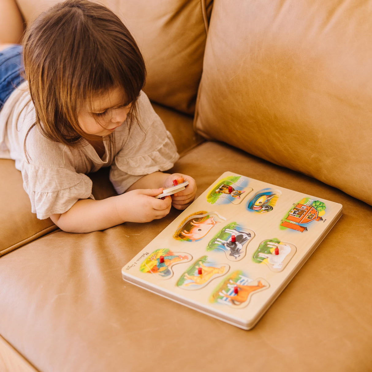 Melissa & Doug Farm Sound Puzzle - Wooden Peg Puzzle With Sound Effects (9 pcs) Melissa & Doug