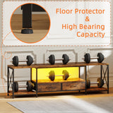 DSAFGGY LED TV Stand with Fabric Drawers, Entertainment Center for 55 60 65 Inches Television Stands with Storage Shelves for Living Room, Bedroom, TV Console Table 55" Rustic Brown DSAFGGY