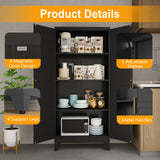 Ckzbx Black Metal Cabinets with Doors and Shelves, 61" H Storage Cabinet Pantry Cabinet Garage Cabinets for Kitchen, Living Room, Dinning Room Ckzbx