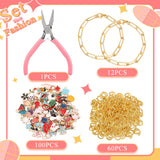Tondiamo 173 Pieces Bracelet Making Kit for Women Bangle Charm Bracelet Chain Jewelry Making Kit 100 Assorted Charms Pendants 60 Jump Rings Pliers Tools for Crafts Beginner Supplies Gift Tondiamo