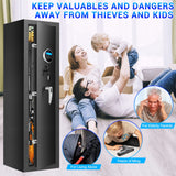 Fireproof Gun Safes for Home Rifle and Pistols, Heavy Duty Anti-Theft Long Gun Safes for Rifles and Shotguns with 3 Pistol Pockets, Gun Safe Rifle with LCD Digital Screen Removable Shelf(US Stock) Tiskgg