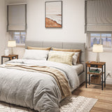 HOOBRO End Table with Charging Station and USB Ports, 3-Tier Nightstand with Adjustable Shelf, Small Side Table for Small Space in Living Room, Bedroom and Balcony, Rustic Brown BF112BZ01 HOOBRO