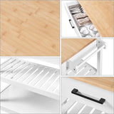 Yaheetech 40" Width Kitchen Island Cart on Wheels, 3 Tiers Rolling Utility Cart with Solid Wood Top and Drawer & 2 Spacious Storage Shelf, Serving Trolley for Dining Room, White Yaheetech