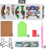 6 Pcs 5D DIY Baseball Diamond Paintings Coasters with Holder for Adults Beginners, Round Full Drill Diamond Art Craft Supplies QLBD-20 WoodArtSupply