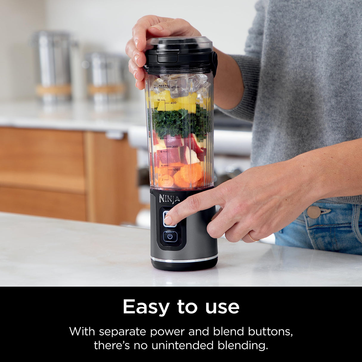 Ninja BC151BK Blast Portable Blender, Cordless, 18oz. Vessel, Personal Blender-for Shakes & Smoothies, BPA Free, Leakproof-Lid & Sip Spout, USB-C Rechargeable, Dishwasher Safe Parts, Black Ninja