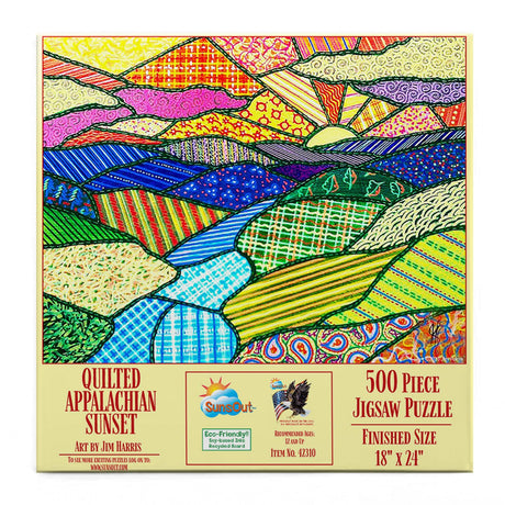 SUNSOUT INC - Quilted Appalachian Sunset - 500 pc Jigsaw Puzzle by Artist: Jim Harris - MPN # 42310 SunsOut