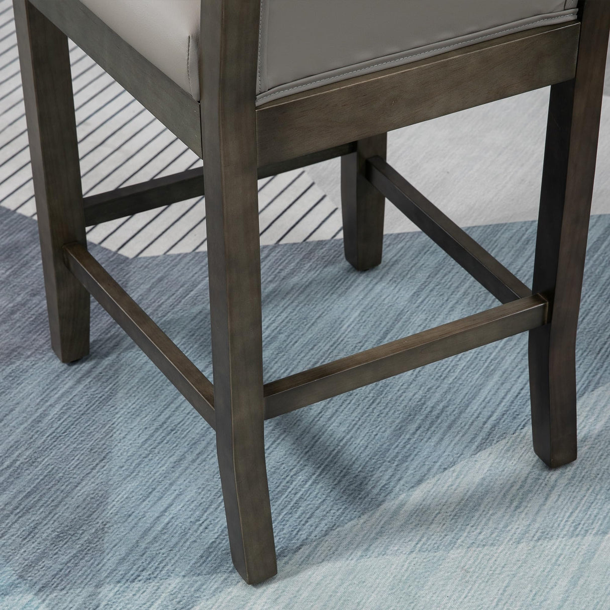 HOMCOM Set of 2 Grey PU Leather Counter Height Bar Stools with Back and Wood Legs HOMCOM