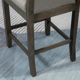 HOMCOM Set of 2 Grey PU Leather Counter Height Bar Stools with Back and Wood Legs HOMCOM