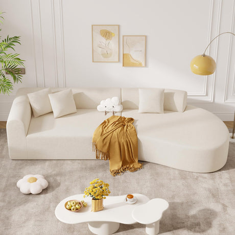 126" Modular Sectional Sofa, Modern Cloud Curved Couch with Deep Seat, Upholstered Oversized Couches for Living Room, No Assembly Required, Beige Chenille Fabric, 1PCS Luxanimarion