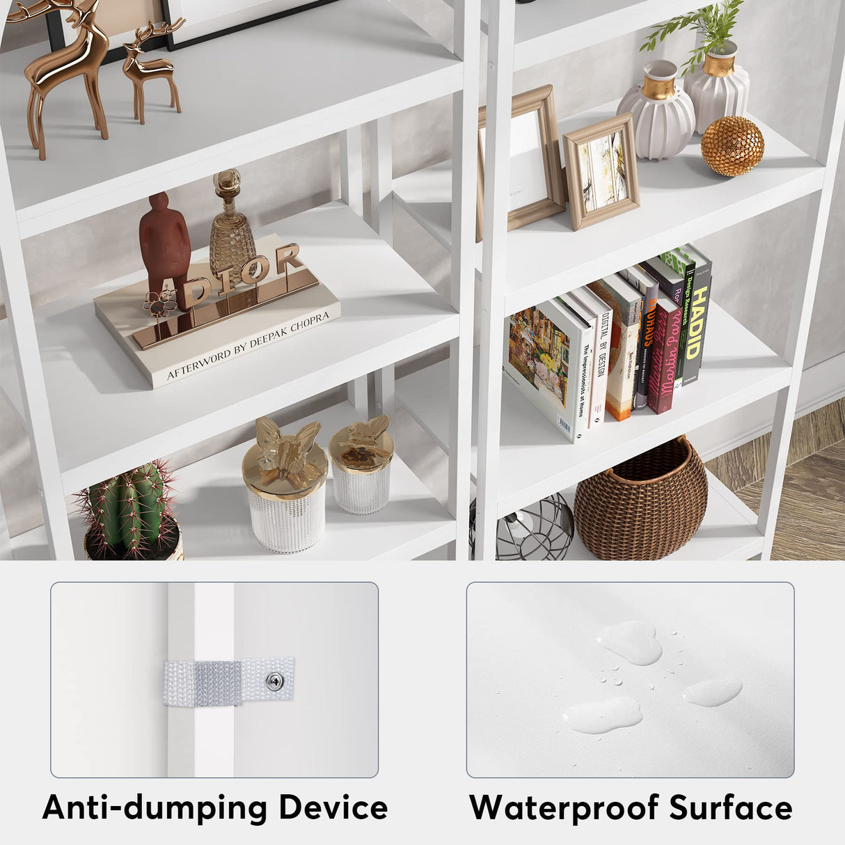 Tribesigns 4-Tier Open Bookshelf, 70.8" Industrial Wood Bookcase Storage Shelves with Metal Frame, Freestanding Display Rack Tall Shelving Unit for Office, Bedroom, Living Room (White, 1PC) Tribesigns