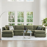 CHITA Oversized Modular Sectional Sofa Set, FSC Certified Extra Large U Shaped Couch with Reversible Chaise Modular Sectional Couch,146 inch Width,6 Seat Modular Sofa with Storage Ottomans, Moss Green CHITA