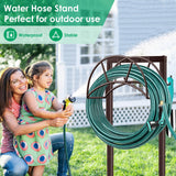 TomCare Garden Hose Holder Upgraded 4 Spikes Water Hose Holder with 2 Tool Hooks Sturdy Hose Reel Holds 150ft Hose Freestanding Hose Stand Hose Hanger Hose Storage for Outside Yard Lawn, Bronze TomCare