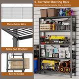 GIOTORENT 5-Wire Heavy-Duty Shelf, Standing Storage Shelves, Metal Shelving Unit Pantry Rack, 1500LB Load Capacity, for Garage Kitchen Organizer (Black) GIOTORENT