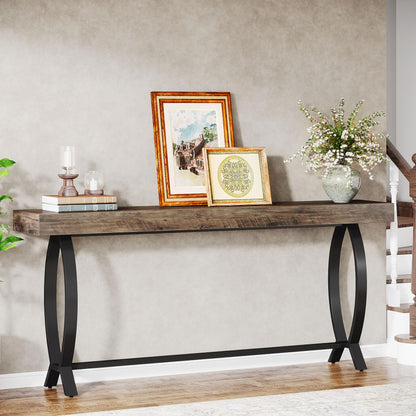 Tribesigns Console Foyer Table for Entryway: 70.87-Inch Narrow Long Entryway Entry Table, Farmhouse Sofa Table Behind Couch with Metal Legs, Entrance Table for Hallway, Living Room - WoodArtSupply