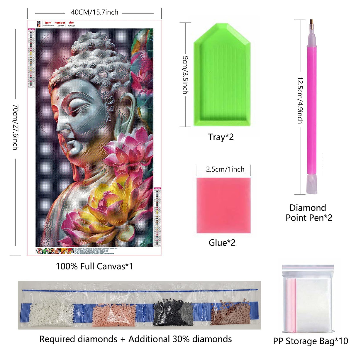 ZHUMUTO Large 5D Diamond Art Painting Kits for Adults,15.7x27.5inch Religious Buddha B DIY Full Round Drill Diamond Dots Large Size,Big Gem Art and Crafts for Home Wall Decor Gifts ZHUMUTO