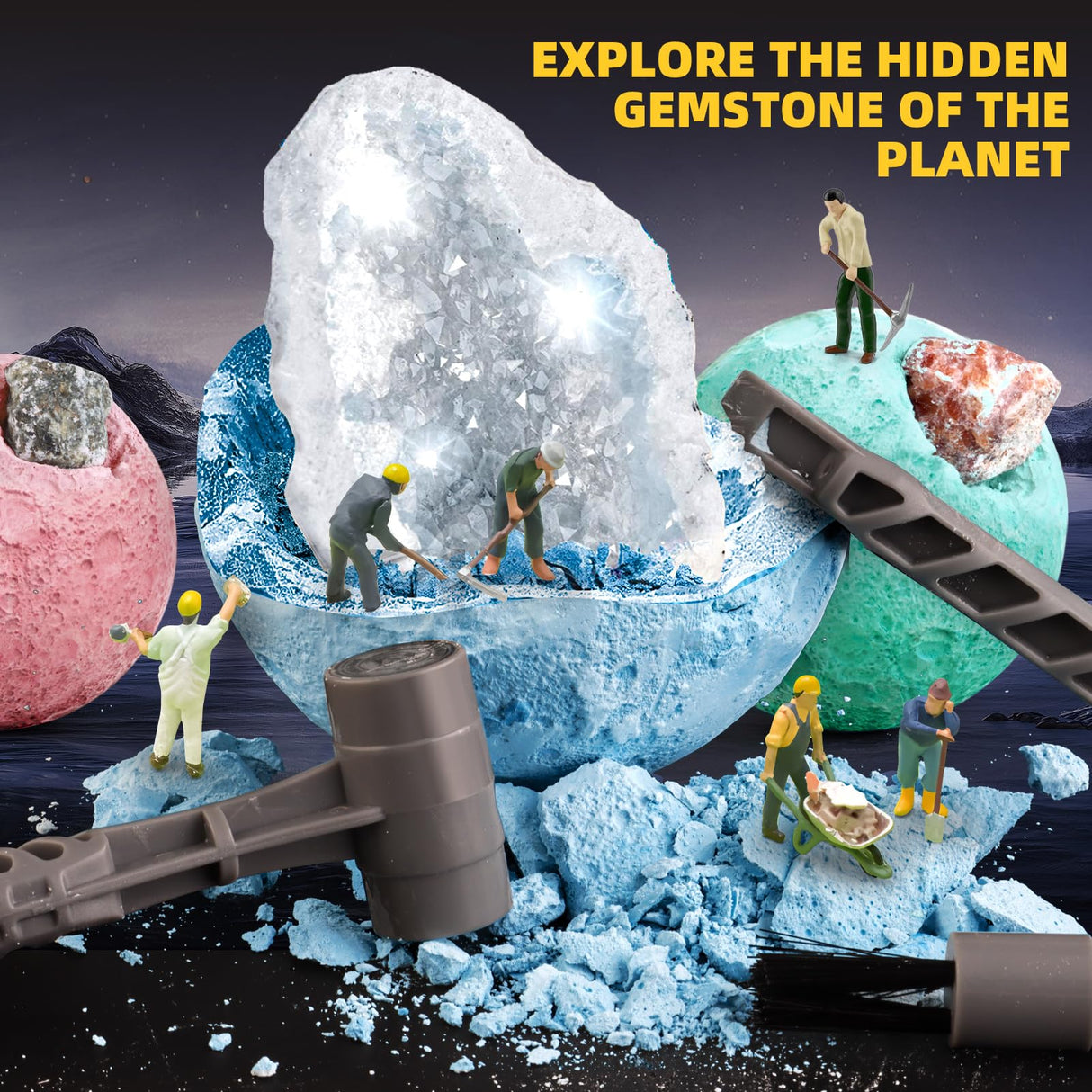 Woumserta Gemstone Dig Kits, Space Science Kits for Kids Age 6-7 8-12, Gem & Geodes Collcetion Kit Toys for Boys Girls, Rock Gifts for 6 7 8 9 Year Old Boys Girls Birthday Gift Woumserta