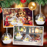 Syhood 4 Christmas Elk Crystal Ball Light up Reindeer Tree Ornaments 4 Inch LED Hanging Ball Lamp for Christmas Tree Memorial Gift LED Light Xmas Holiday Decorations Syhood