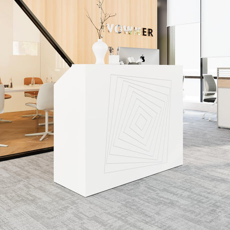 VOWNER Modern 47” Reception Desk, White Check Out Table for Beauty Salon, Reception Room Table for Small Shops, Front Desk for Home Office, Lobby (46.5" W x 20" D x 44" H) VOWNER
