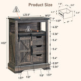 OKD Bathroom Floor Cabinet, Farmhouse Storage Cabinet with Sliding Barn Door & Storage Drawers, Small Storage Cabinet for Bathroom, Kitchen, Living Room, Dark Rustic Oak OKD