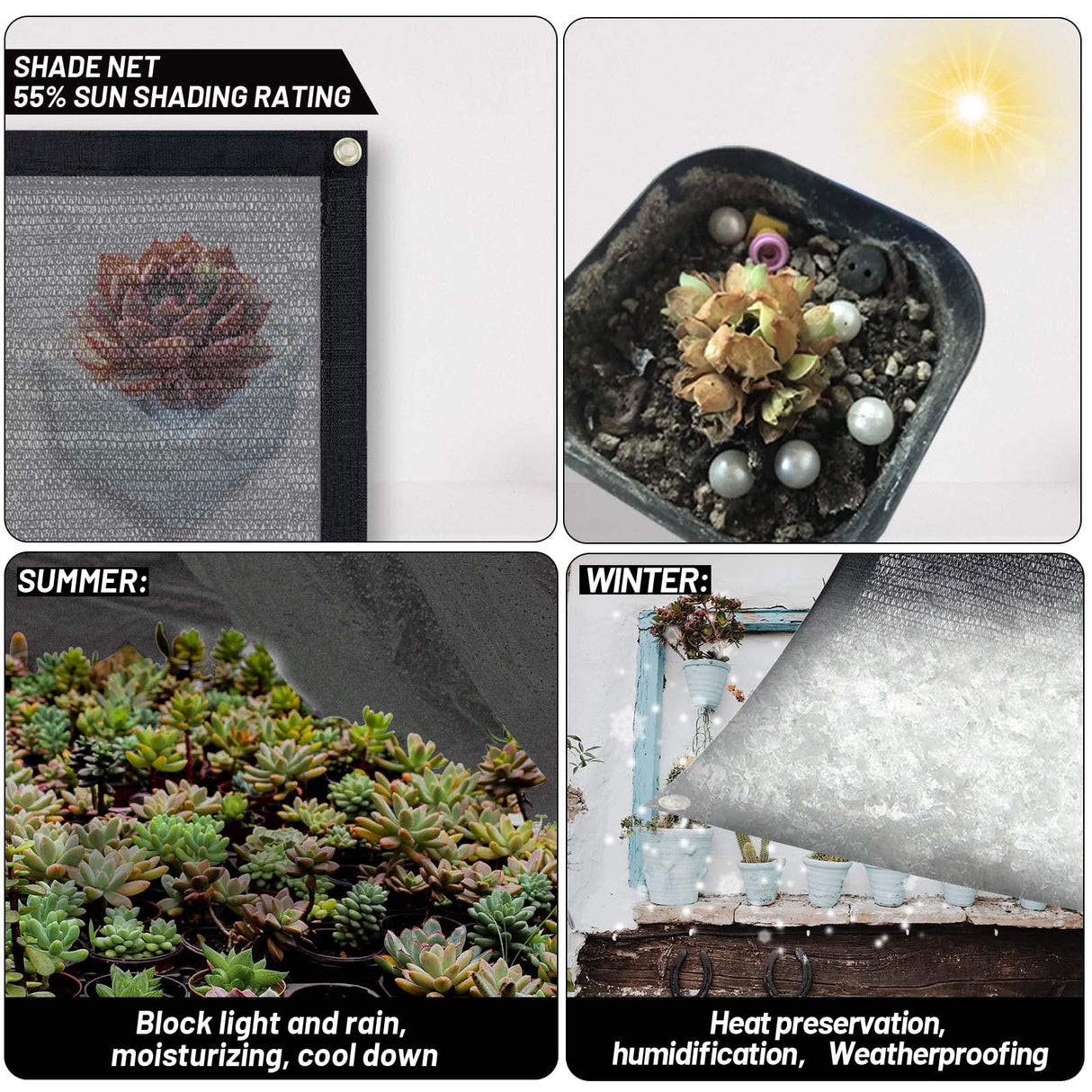 Cool Area 55% Sun Shade Cloth Mesh Tarp with Grommets for Plant Cover 6.5x16.5ft Patio Canopy Garden Pergola Greenhouse Car Barn Kennel Black Cool Area