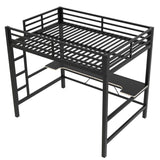 SOFTSEA Full Gaming Loft Bed with Desk & LED Lights, Heavy-Duty Metal Loft Bed with USB Charging Stations, Full Size Gaming Bed with Guardrails for Adults Kids Teens, Easy Assembly, Black SOFTSEA