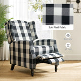 HULALA HOME Wingback Recliner Chairs Set of 2, Traditional Push Back Recliners with Solid Wood Legs, Modern Lounge Armchairs for Living Room, Comfy Upholstered Accent Reclining Chairs, Buffalo Black HULALA HOME