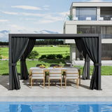 10'×13' Outdoor Louvered Pergola, Aluminum Outdoor Louvered Pergola Patio with Adjustable Roof for Outdoor Deck, Backyard, Garden (10x13FT with Curtain) GS CHIER