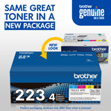 Brother Genuine Standard-Yield Toner Cartridge Four Pack TN223 4PK - includes one cartridge each of Black, Cyan, Magenta & Yellow Toner, Standard Yield, Model: TN2234PK Brother