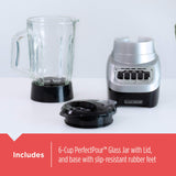 BLACK+DECKER PowerCrush Countertop Blender, 6-Cup Glass Jar, For Smoothies and More, Stainless Steel Blade, 4 Speed Settings to Puree, Crush Ice, Chop, Dice, and Pulse, Dishwasher Safe, 700W Motor BLACK+DECKER