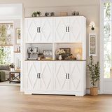 HOSTACK 71" Tall Pantry Cabinet, 55" Wide Kitchen Pantry Storage Cabinet, Large Kitchen Hutch with 2 Microwave Stands, Farmhouse Coffee Bar Station with Doors and Shelves for Dining Room, White HOSTACK