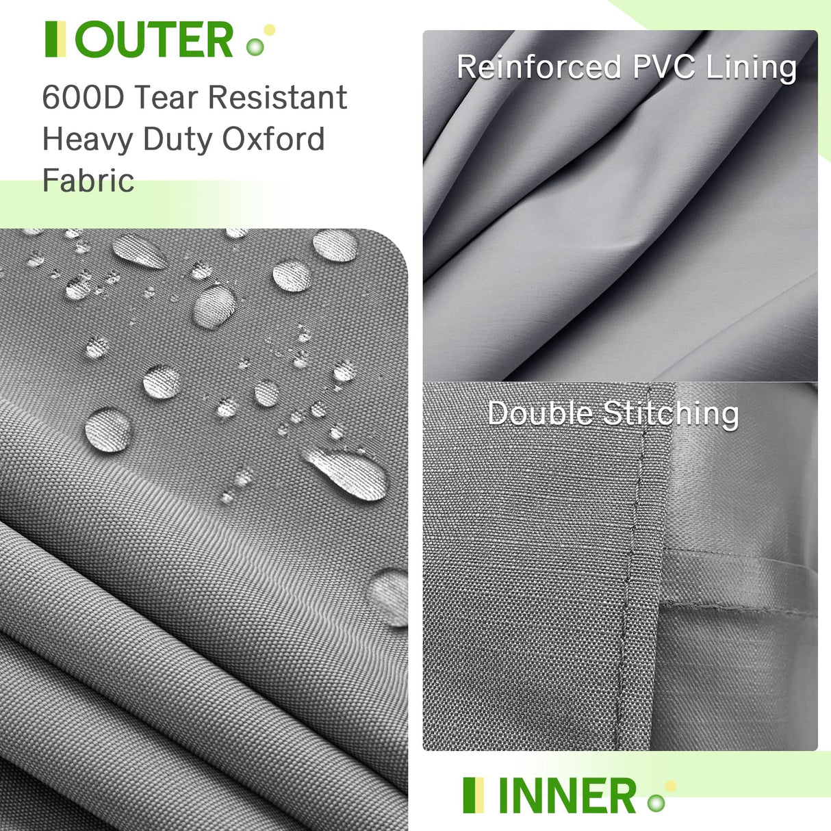 U-MAX Patio Furniture Set Cover, Outdoor Patio Table and Chair Set Covers for Backyard, Waterproof & Large Rectangle Patio Table Cover 90.5"x72.5"x27.5", Grey U-MAX