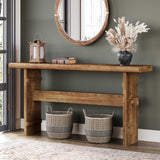 TRIBEWOOD Solid Wood Console Table for Entryway, 63-Inch Long Farmhouse Sofa Table Behind Couch, for Foyer, Hallway, Living Room TRIBEWOOD