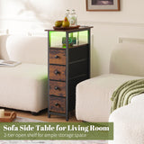 Yoobure Narrow Dresser for Bedroom, LED Slim Dresser with Charging Station, Small Dressers Chest of Drawers, Fabric Dresser Tall Skinny Cabinet Night Stand for Dorm, Small Spaces, Closet, Bathroom Yoobure