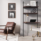 Nathan James Theo 2-Shelf Industrial Wall Mount Ladder Table, Small Computer or Writing Desk, Nutmeg/Matte Black Nathan James