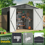 AirWire 9x4 FT Outdoor Storage Shed, Garden Shed with Updated Frame Structure and Lockable Doors, Metal Tool Sheds for Backyard Garden Patio Lawn, Grey AirWire