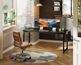 ODK Computer Desk Large Office Desk, 55 Inch Gaming Desk with Storage, Modern PC Desk Work Table with Headphone Hook for Home Office, Black ODK