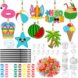 Sonwyoung 30 Sets Suncatchers Craft Kits, DIY Glow in The Dark Suncatcher Kits Stained Glass Window Paint Art for Classroom Party Activities Art Craft Party Favors(Summer) Sonwyoung