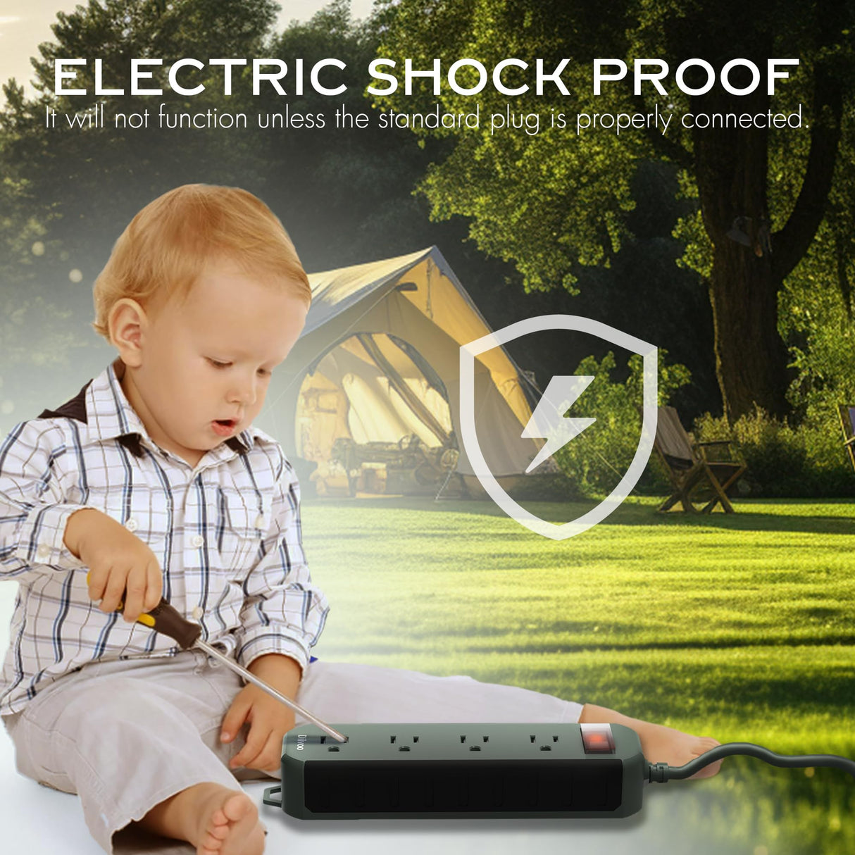 Outdoor Power Strip Weatherproof, 50 FT Extension Cord, Diivoo Waterproof Surge Protector with 4 Outlets, 1250W Shockproof Overload Protection, Flat Plug, Wall Mountable for Patio Christmas Lights Diivoo