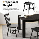 Giantex Wood Dining Chairs Set of 2, Solid Wood Windsor Dining Chair with Wide Seat, Max Load 400 Lbs, Country Wooden Slat Back Dining Room Chairs, Farmhouse Spindle Dining Chairs, Black Giantex