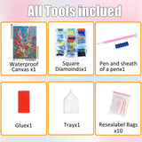 Wild Flowers Square Diamond Painting Kits - Square Drill Diamond Paintings Flowers,Square Diamond Art,DIY Flower Gem Painting for Adults and Crafts for Gifts and Home Wall Decor 12x16inch Ausanrl